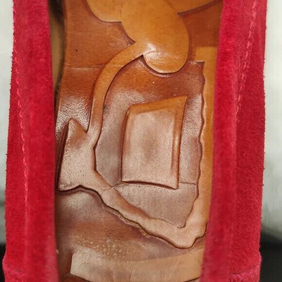 VIntage Red Suede Loafer Loafers sz 8 - Picture 9 of 11